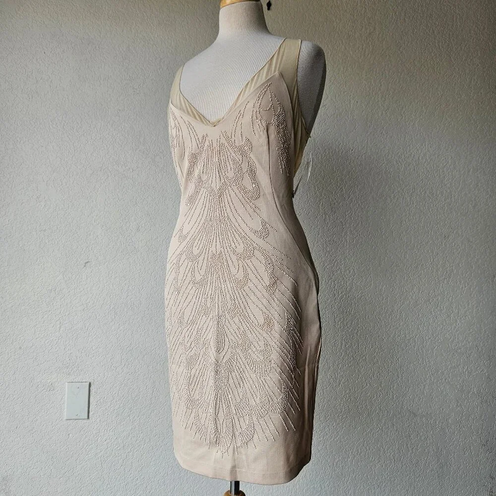 Alexia Admor Womens Beige Nude Look Kardashian Cocktail Dress L MSRP $305 NWT - Picture 1 of 12